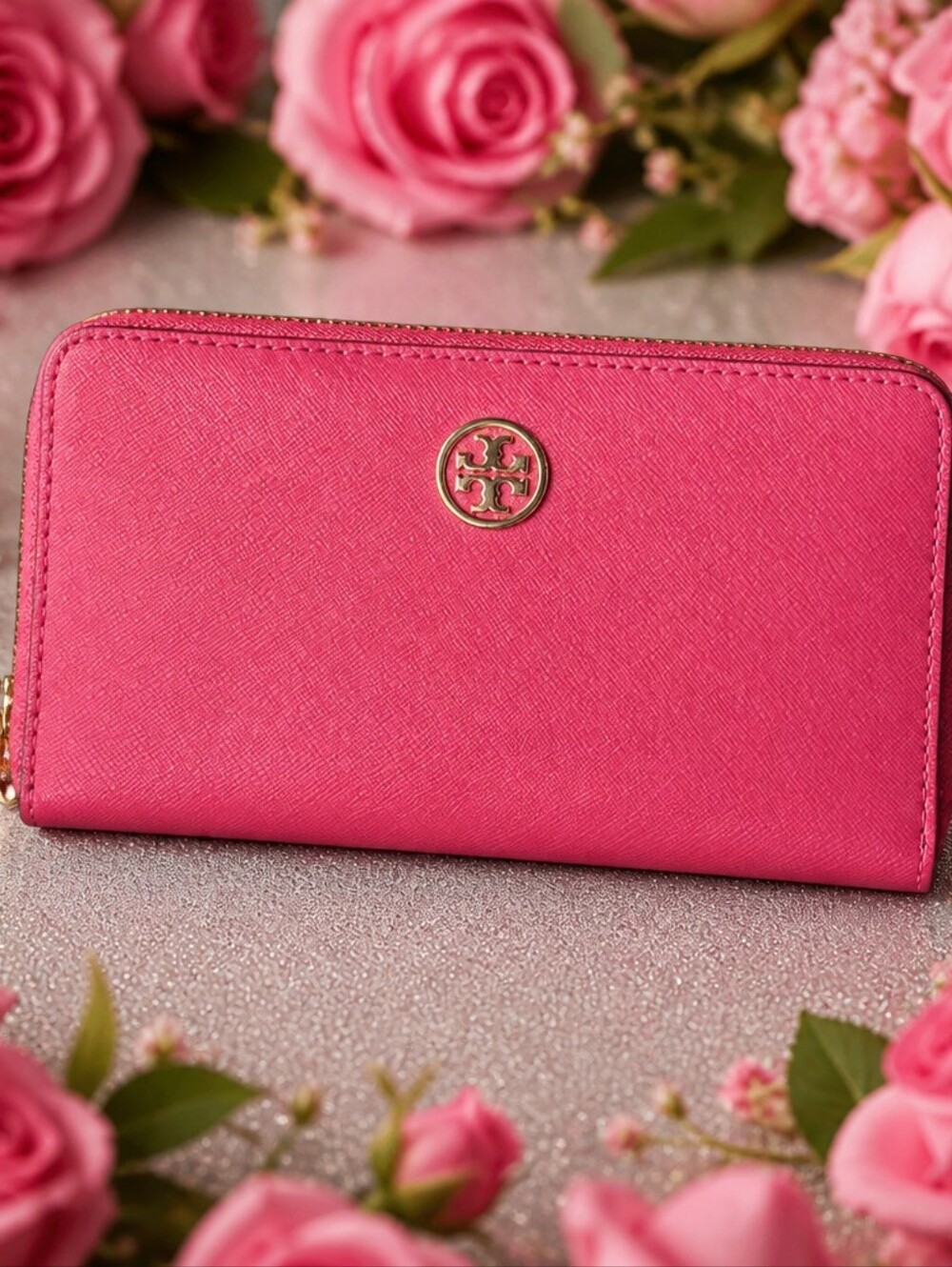 Euc Tory Burch Pink Zip Wallet